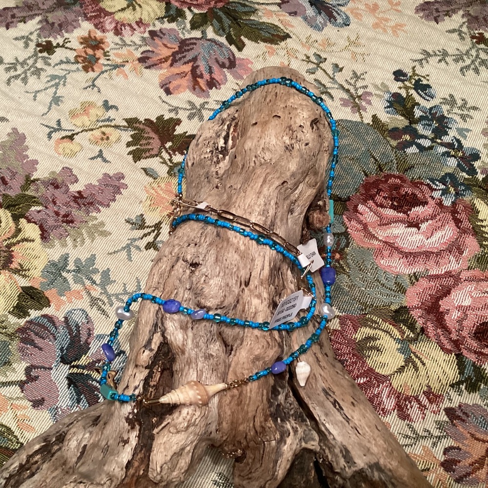 Free People Lyrical Belly Chain Blue NWT Charm Necklace Bohemian Layering Charms - Picture 3 of 7